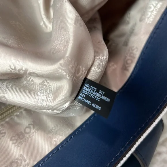 Michael Kors Fulton Canvas Striped Large Tote, Navy/White - Picture 7 of 7